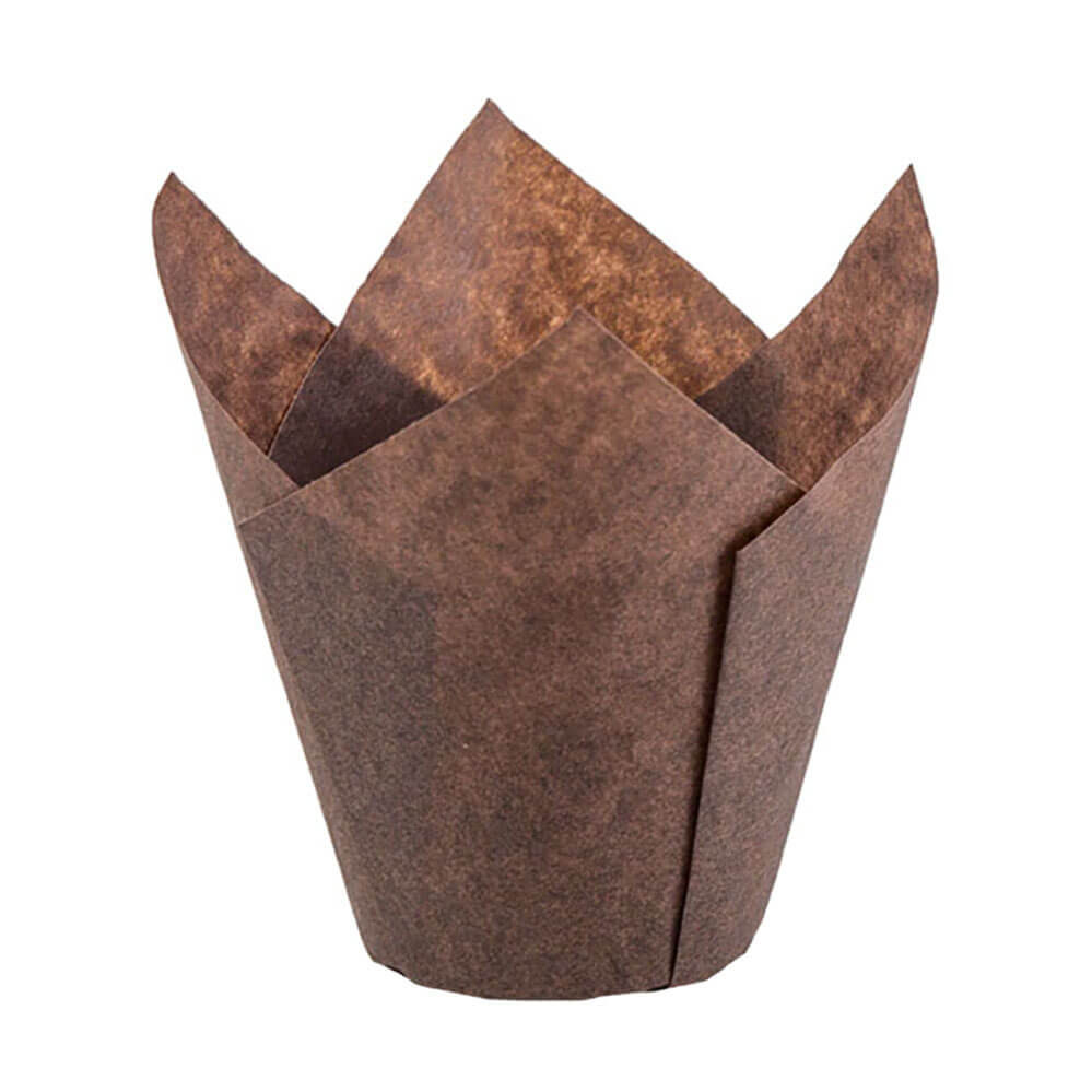 Novacart 175/50 Brown Tulip Baking Cup – 2" x 2-1/2" – 2,000/Case