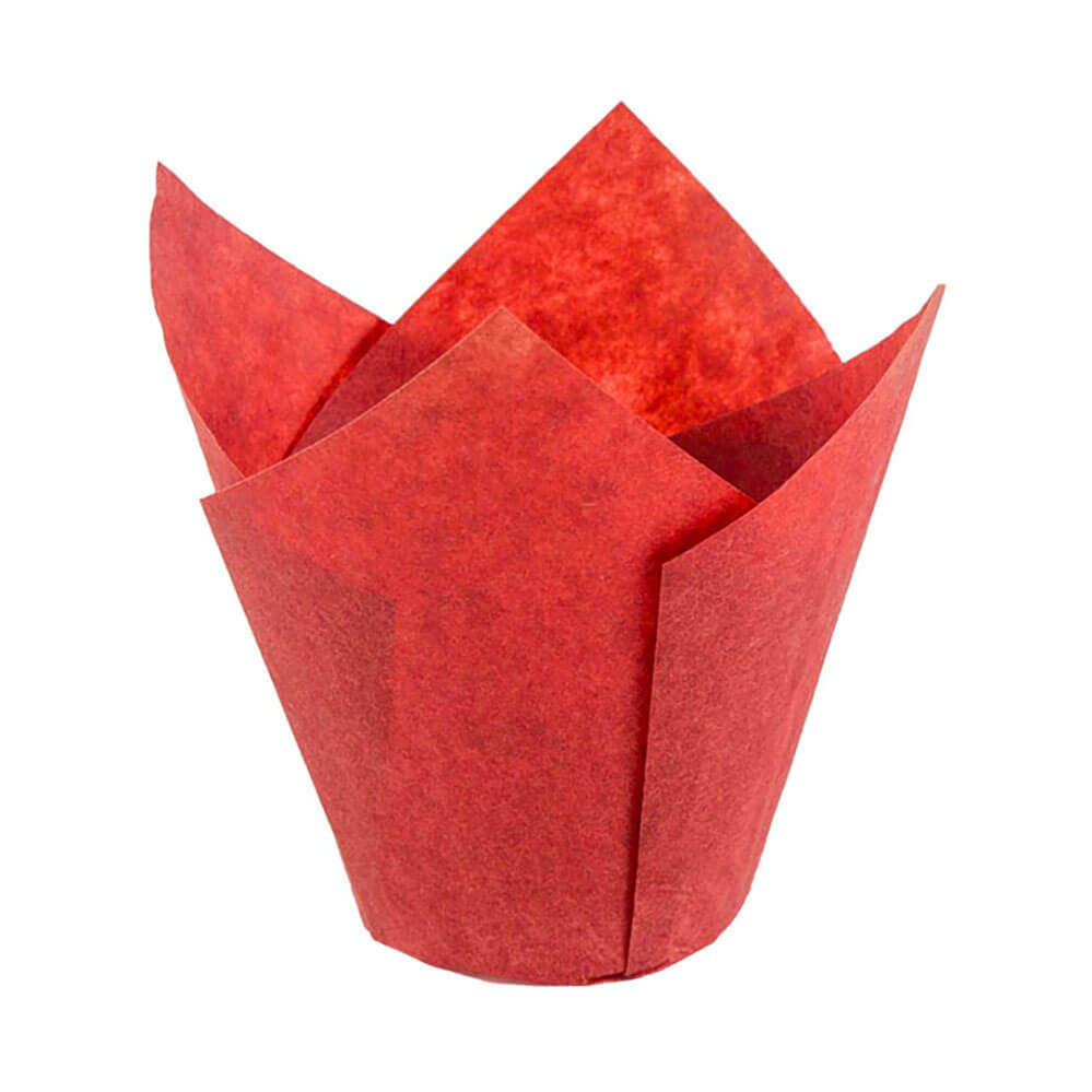 Novacart 175/50 Red Tulip Baking Cup – 2" x 2-1/2" – 2,000/Case