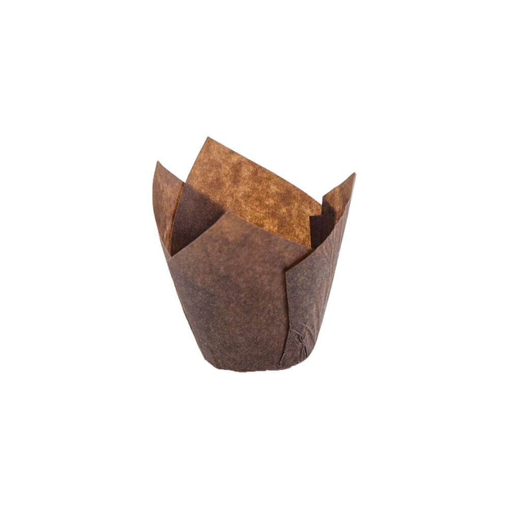 Novacart 110/35 Brown Tulip Baking Cup – 1-3/8" x 1-1/2" – 3,600/Case