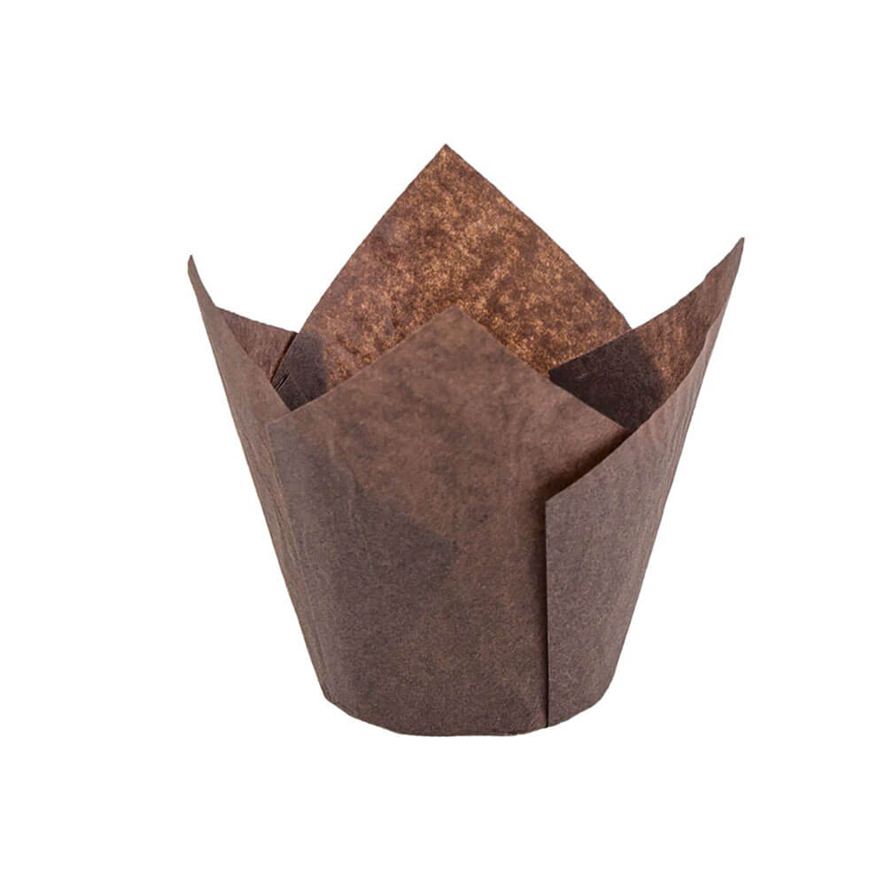 Novacart 160/50 Brown Tulip Baking Cup – 2" x 2-1/8" – 2,000/Case