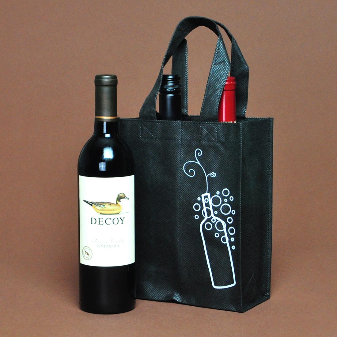 Non-Woven Polypropylene Four-Bottle Wine Bags — Reusable Carriers | 300/Case