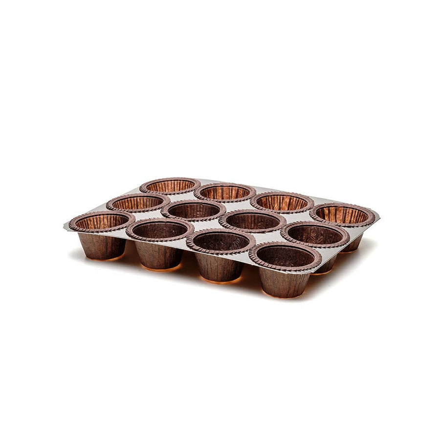 Novacart NTS Mini Paper Muffin Tray, 12-Cup (3x4), Brown – 960 Trays/Case