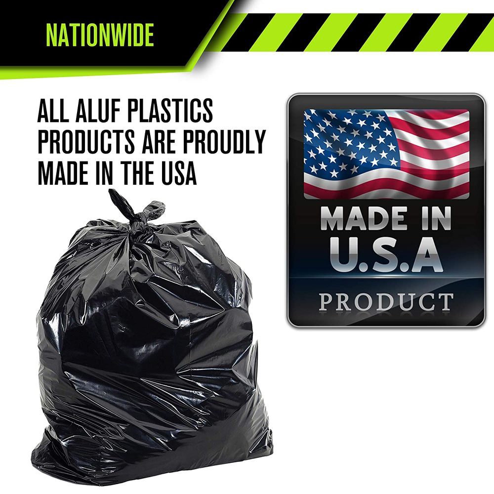 Aluf Plastics PG6-3720: Gallon Size 20-30 Typically 16" x 14" x 36" Black Heavy Duty Garbage Bags - Pack of 250