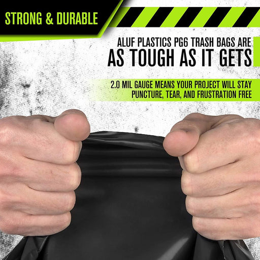 Aluf Plastics PG6-3720 Black Repro Gusseted Trash Bags (20–30 Gallon, 16x14x36) – 250/Case