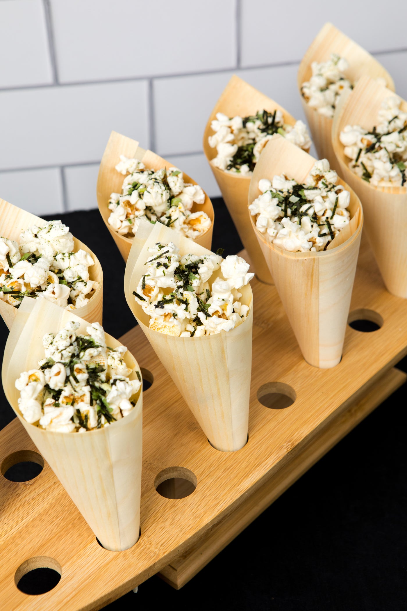 20 Holes Bamboo Reusable Cone And Temaki Display - 13.8 X 10.2 X 1in - 1 Pc