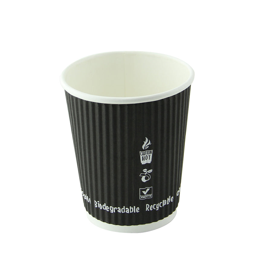 4oz Black Compostable Rippled Cup -1000 Cups Per Case