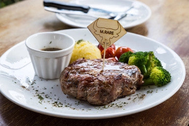 Diamond Shaped Steak Markers with Bull Head Medium Rare - L:3.7in W:2.1in - 1000 pcs