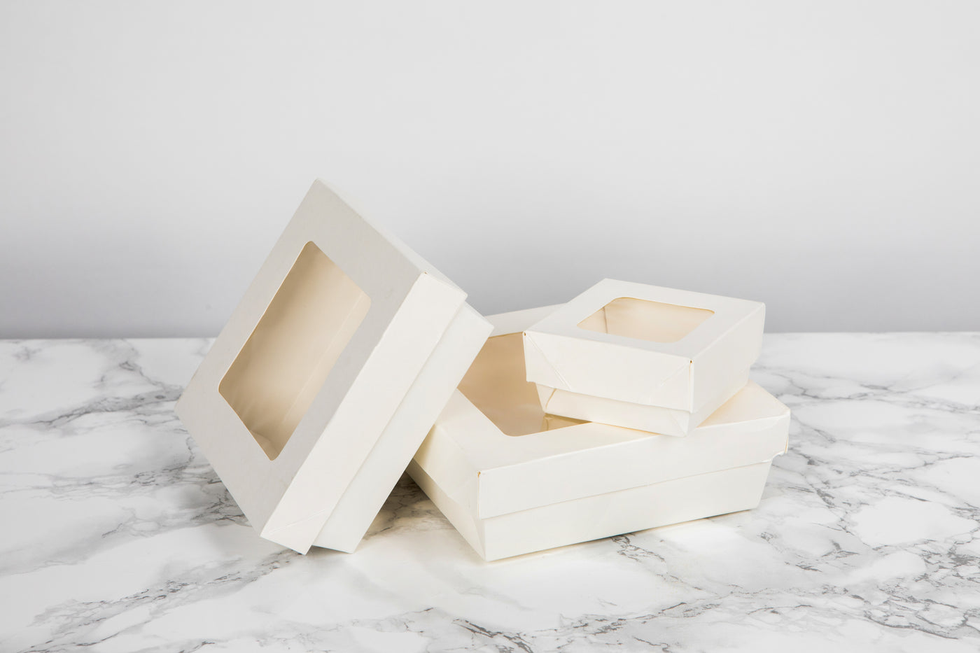 Kray Boxes With PET Window Lid - 24oz 4.7 X 4.7 X 2in - 250 Pcs (Avail. Kraft or White)