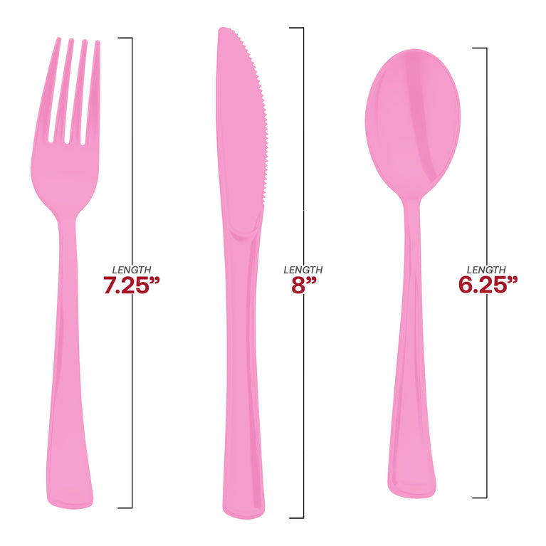 Pink Disposable Plastic Party Cutlery Set for a coordinated party table