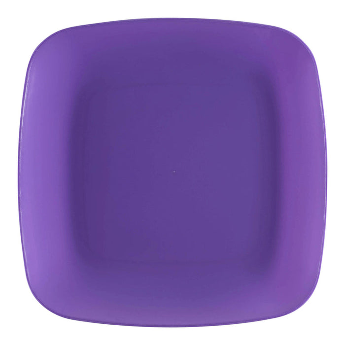 Solid White Flat Rounded Square Disposable Plastic Plates