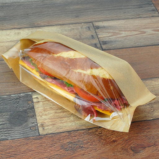3.25" x 2" x 10.25" Kraft Sandwich Bag with Window – 500/Case