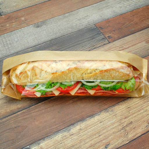 3.25" x 2" x 15" Kraft Sandwich Bag with Window – 500/Case