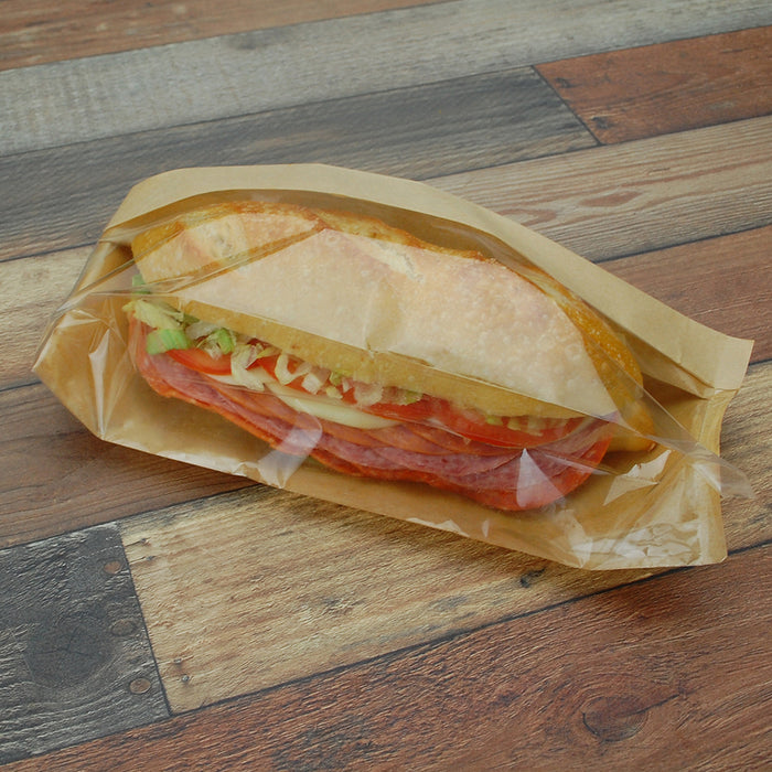 4.25" x 2.75" x 11.75" Kraft Sandwich Bag with Window – 500/Case