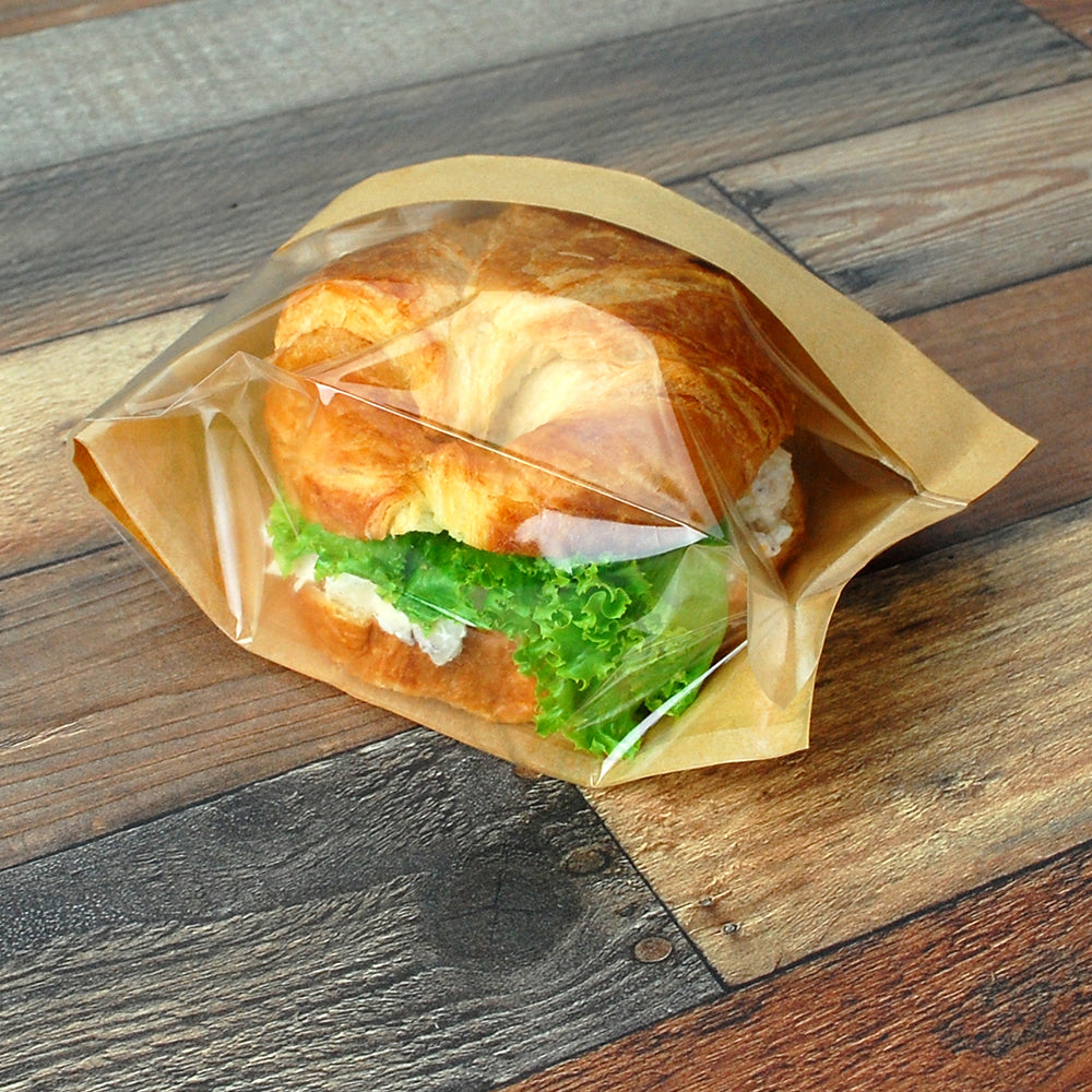 4.5" x 2.5" x 8.5" Kraft Sandwich Bag with Window – 500/Case