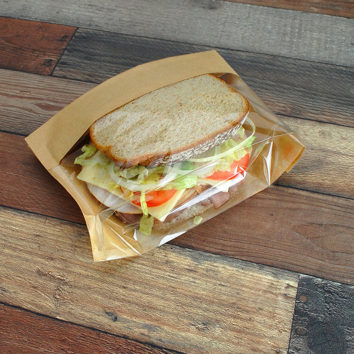 5.75" x 2.75" x 9.5" Kraft Sandwich Bag with Window – 500/Case