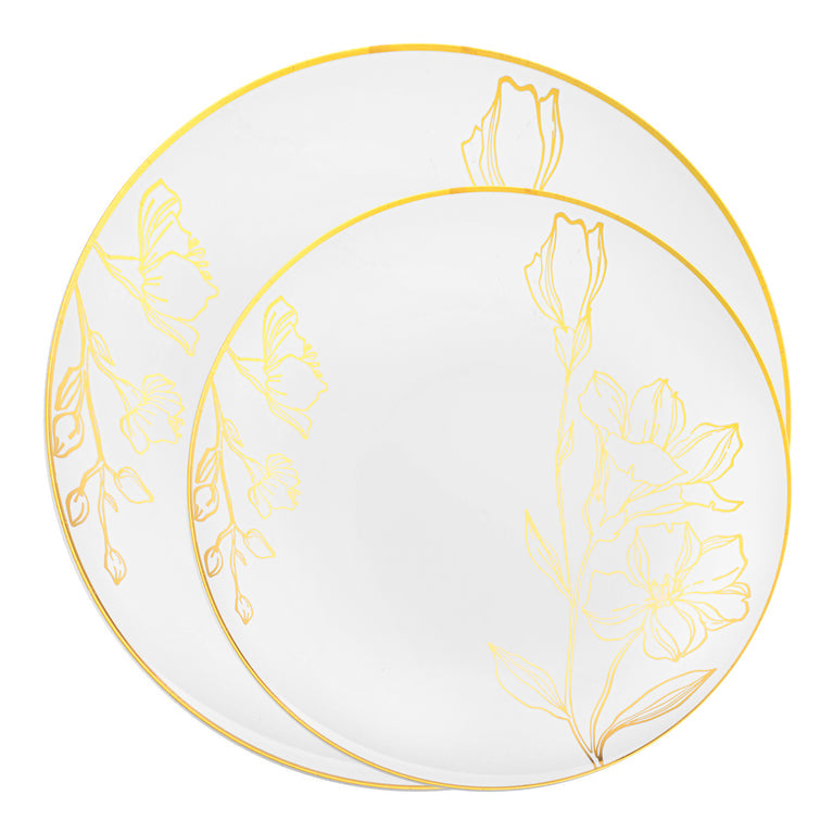 Antique Floral Round Disposable Plastic Plates