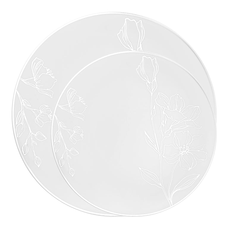 Antique Floral Round Disposable Plastic Plates