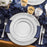 White with Silver Hammered Rim Round Plastic  Disposable Dinnerware Set – Elegant Plastic Plates for Events