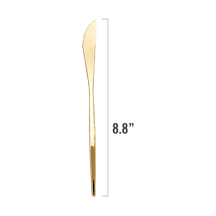 Shiny Gold Moderno Disposable Plastic Dinner Knives (300 Per Case)