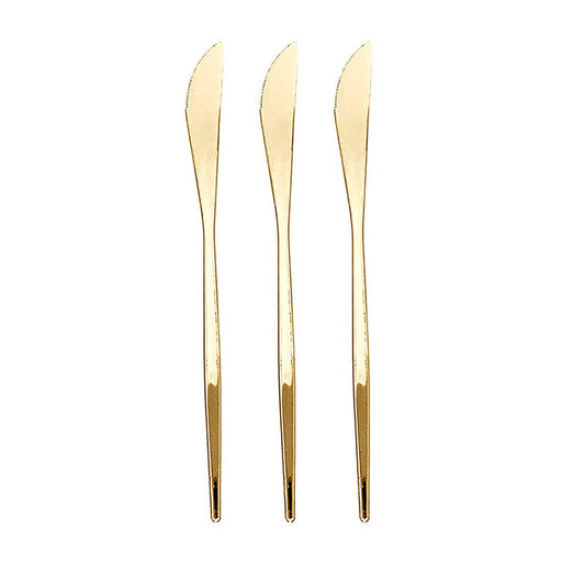 Shiny Gold Moderno Disposable Plastic Dinner Knives (300 Per Case)