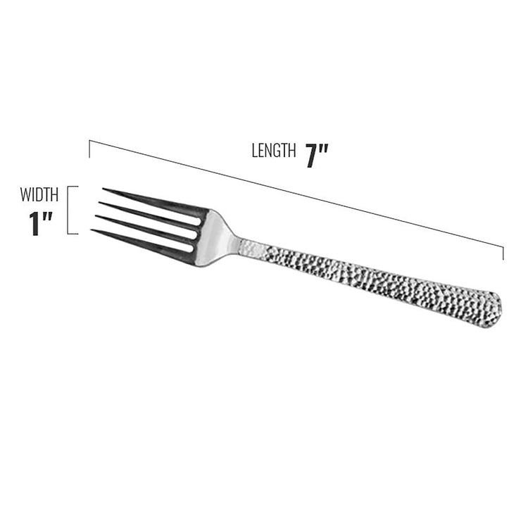 Shiny Metallic Silver Hammered Disposable Plastic Forks (1000 Per Case)