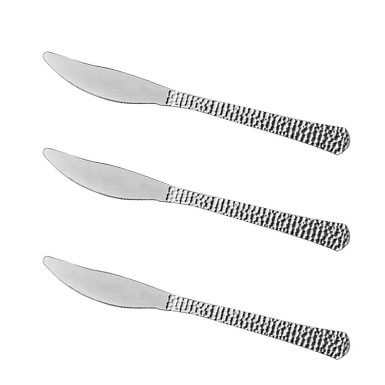 Shiny Metallic Silver Hammered Disposable Plastic Knives (1000 Per Case)