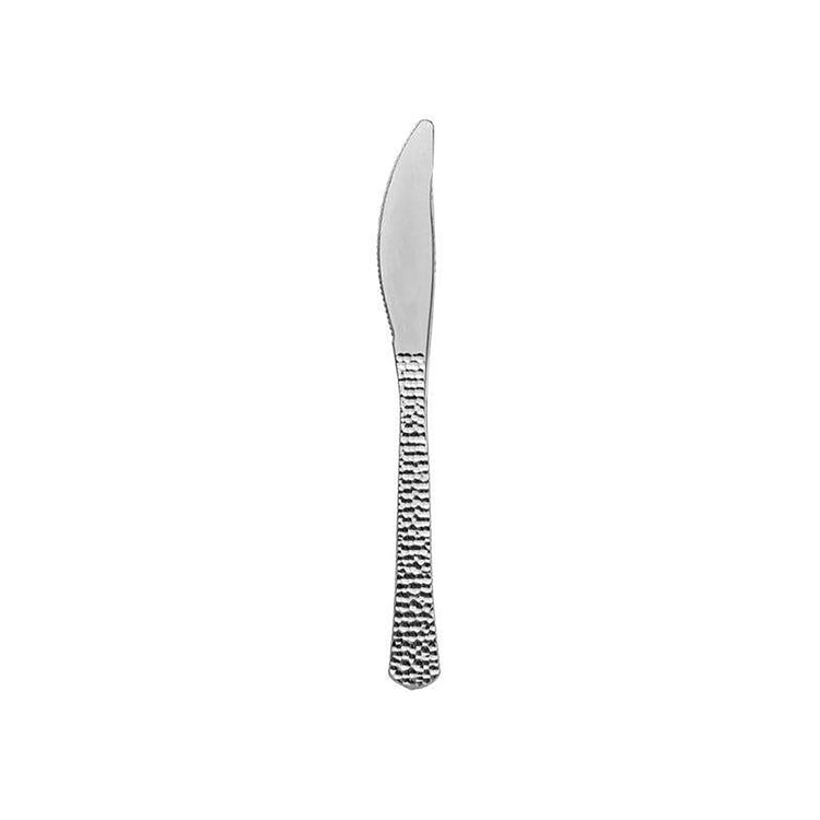 Shiny Metallic Silver Hammered Disposable Plastic Knives (1000 Per Case)