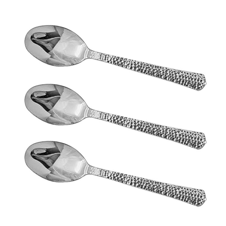 Shiny Metallic Silver Hammered Disposable Plastic Spoons (1000 Per Case)