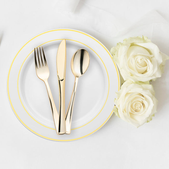 Shiny Metallic Gold Disposable Plastic Cutlery
