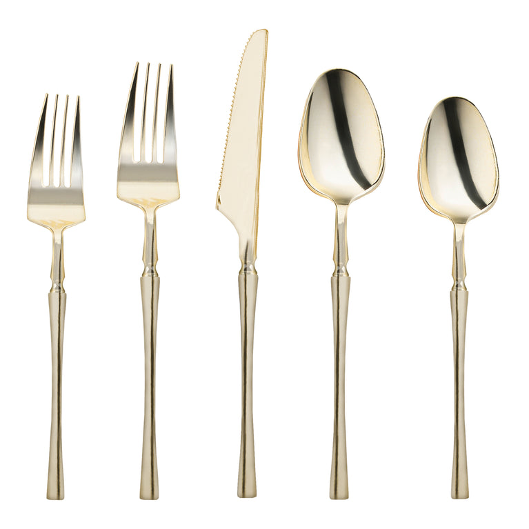 Shiny Gold Moderno Disposable Plastic Cutlery