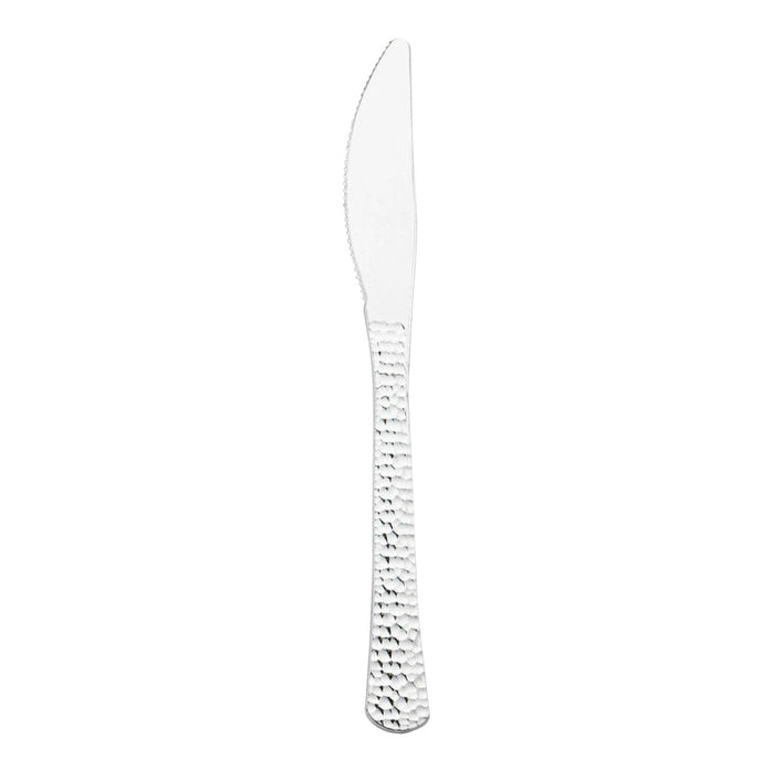 Silver Hammered Design Disposable Plastic Cutlery
