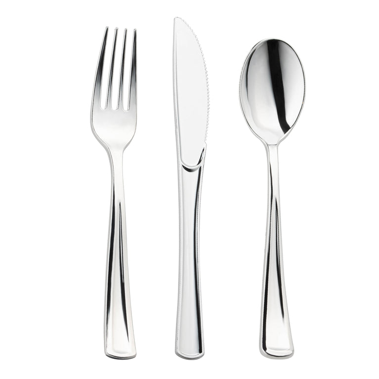 Shiny Metallic Silver Disposable Plastic Cutlery