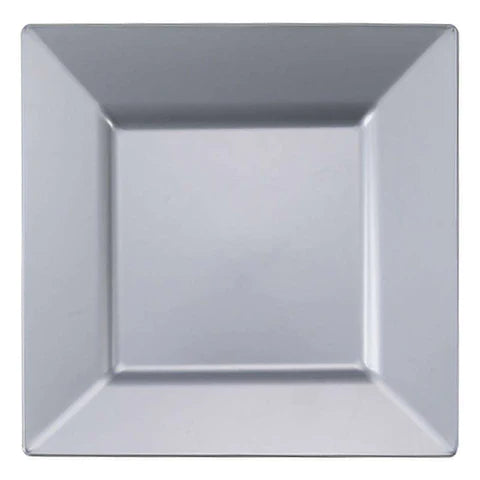 10.75" Plastic Square Dinner Plate- 120 Plates Per Case (Avail. Black, Clear, Silver and White)