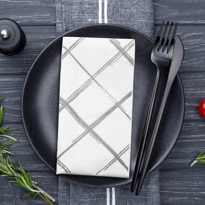 Durable White with Diamond Paper Dinner Napkins