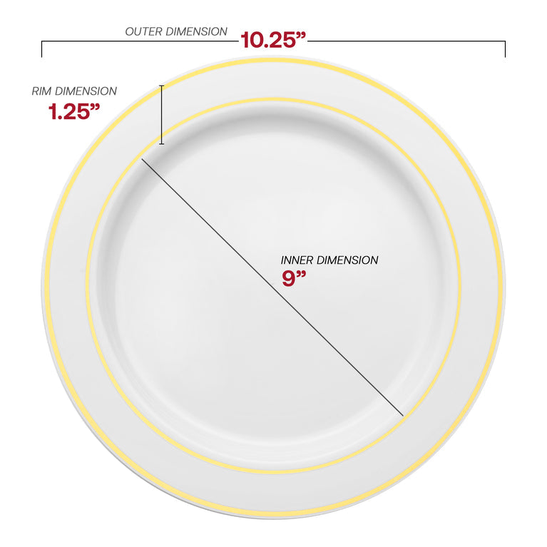White Plastic Plates with Gold Rim