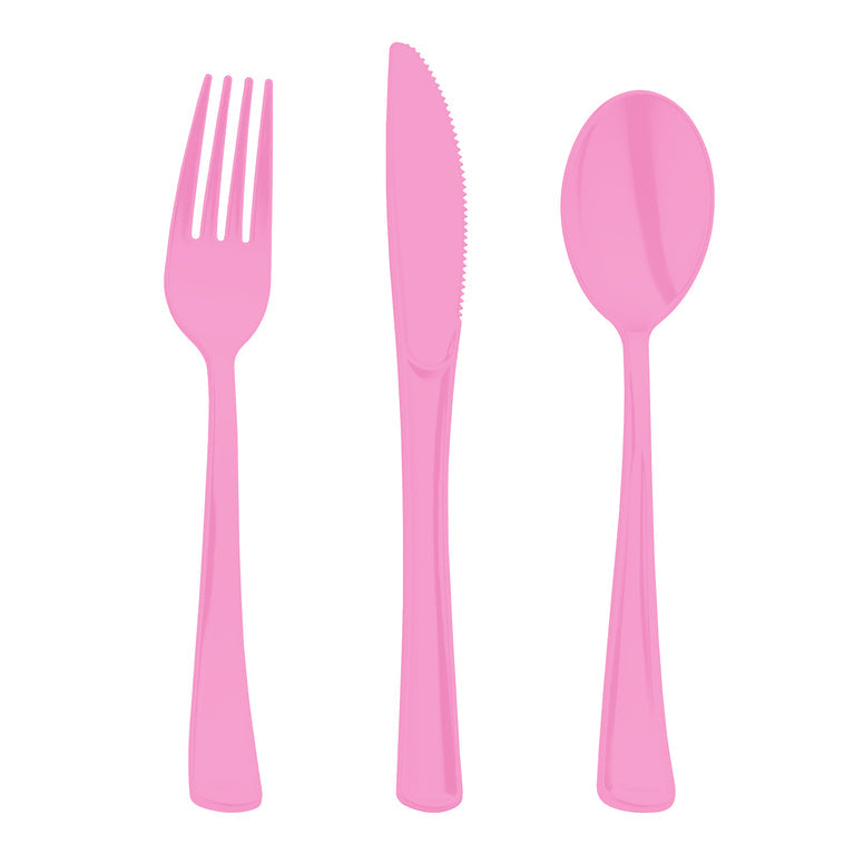 All-in-one pink disposable cutlery set for colorful dining