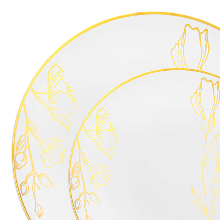 Antique Floral Round Disposable Plastic Plates