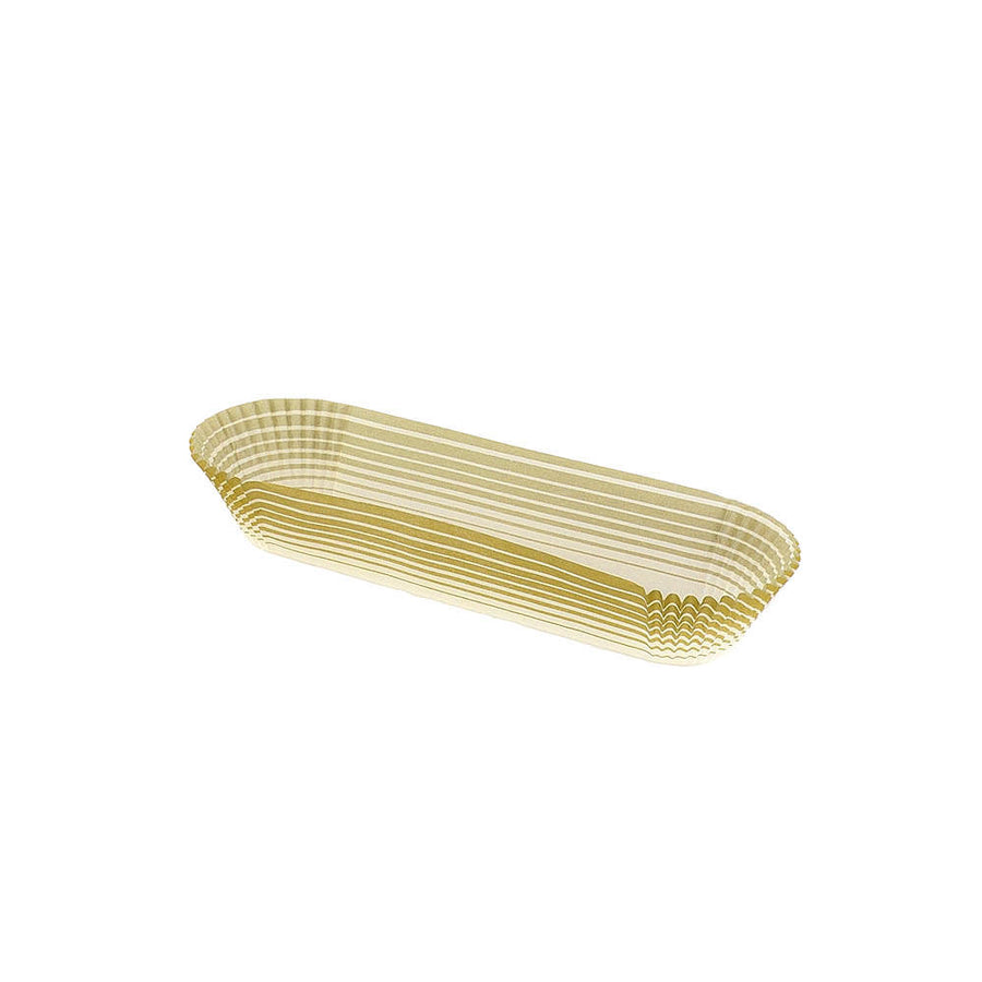 Novacart #15 Gold Oval Paper Pastry Cup (1000 Line) – 5-1/4" x 1-1/4" x 1-1/16" – 2,000/Case