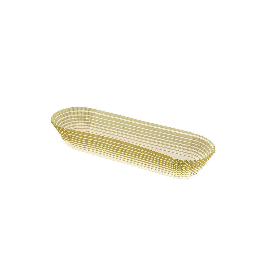 Novacart #15 Gold Oval Paper Pastry Cup (1000 Line) – 5-1/4" x 1-1/4" x 1-1/16" – 2,000/Case