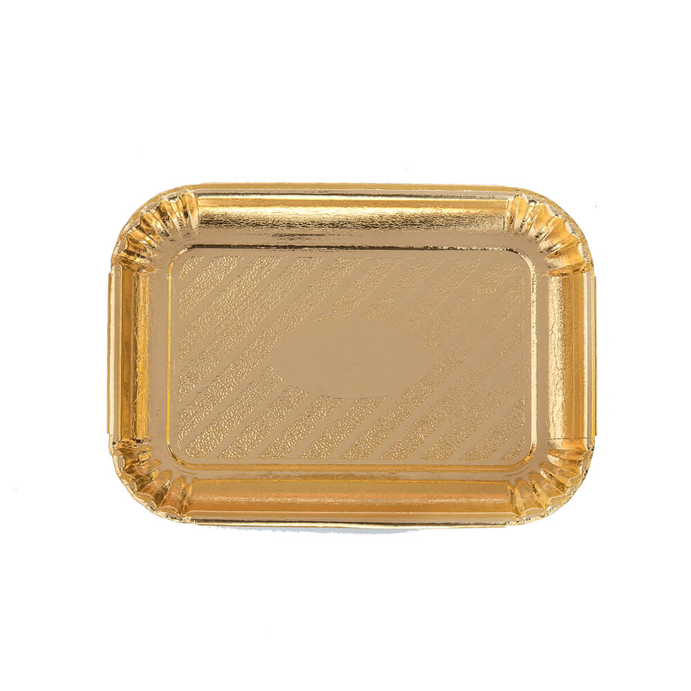Gold 9-3/8 x 13-5/16  Rectangular Pastry Tray (200 Trays Per Case)