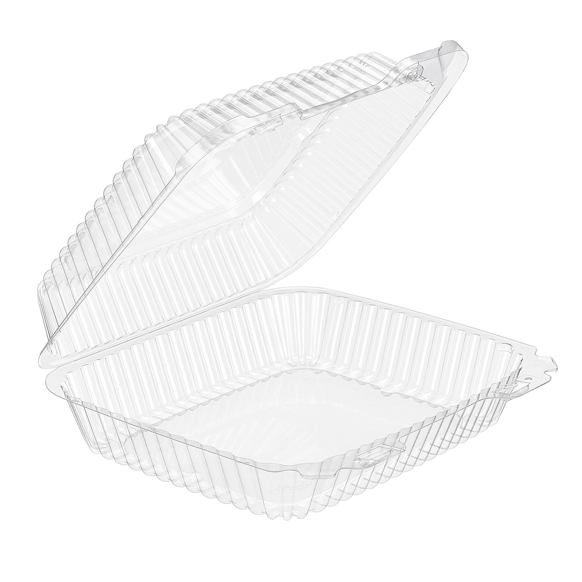 Inline Plastics VPP747A clear deep rectangular hinged clamshell container 72.7 oz with barlock closure