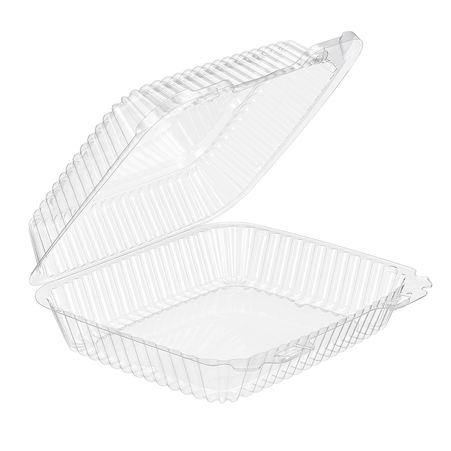Inline Plastics VPP747A clear deep rectangular hinged clamshell container 72.7 oz with barlock closure