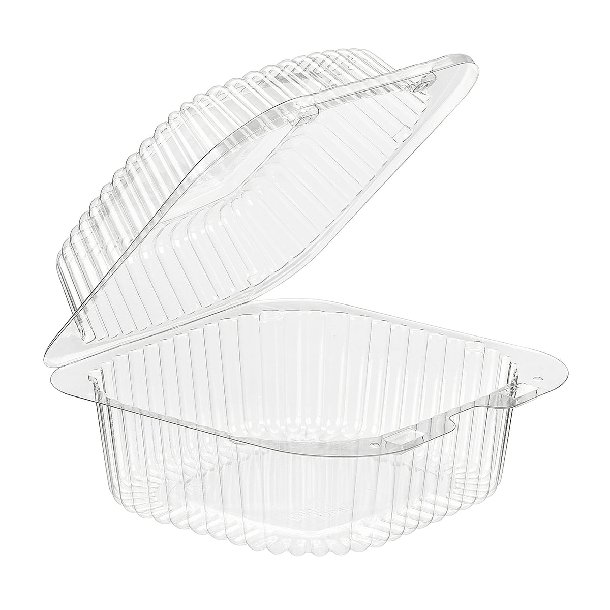 Inline Plastics VPP756 clear square hinged clamshell container 33.5 oz with barlock closure