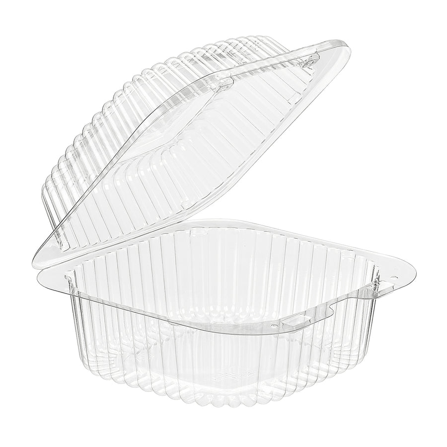 Inline Plastics VPP756 clear square hinged clamshell container 33.5 oz with barlock closure