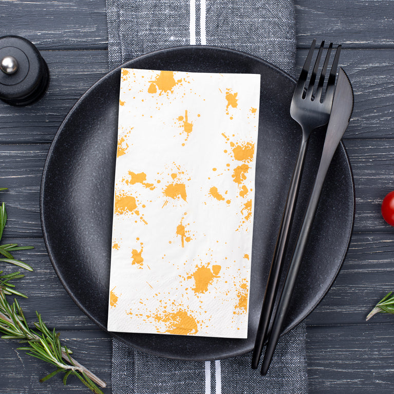 Durable White with Paint Splatter Paper Dinner Napkins