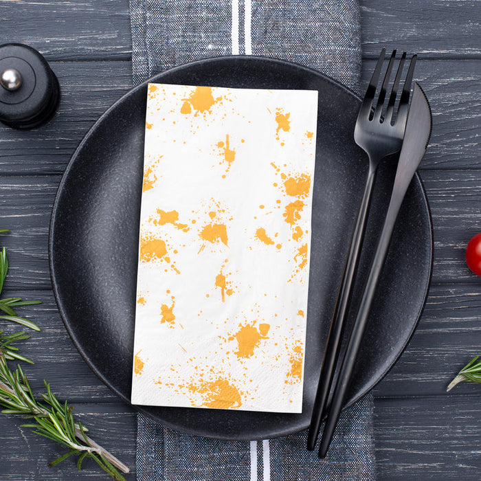 Durable White with Paint Splatter Paper Dinner Napkins
