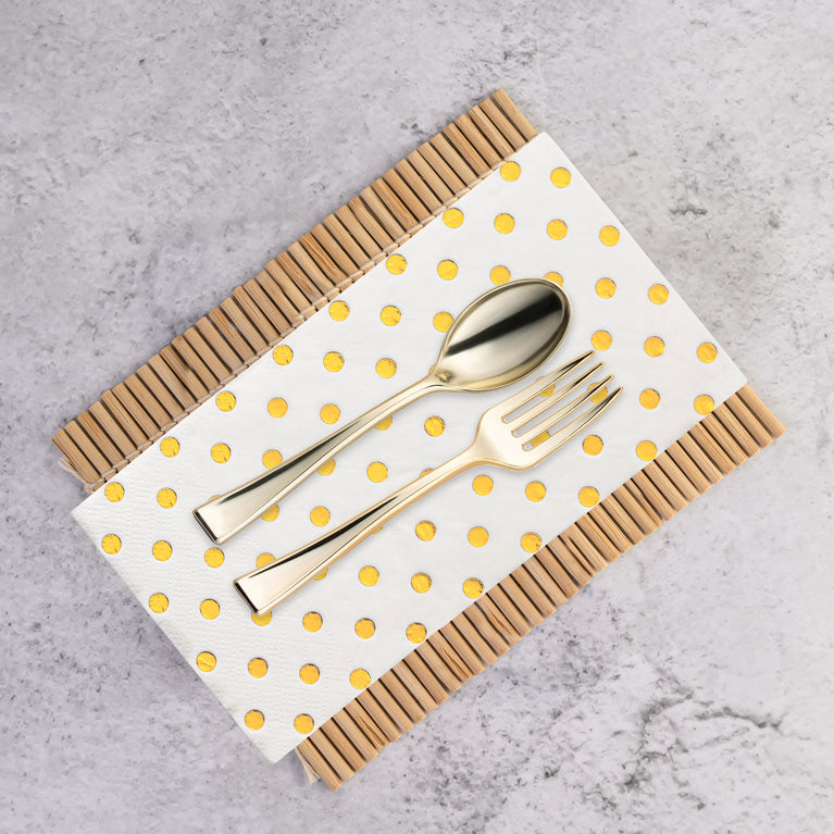 Durable White with Dots Paper Dinner Napkins