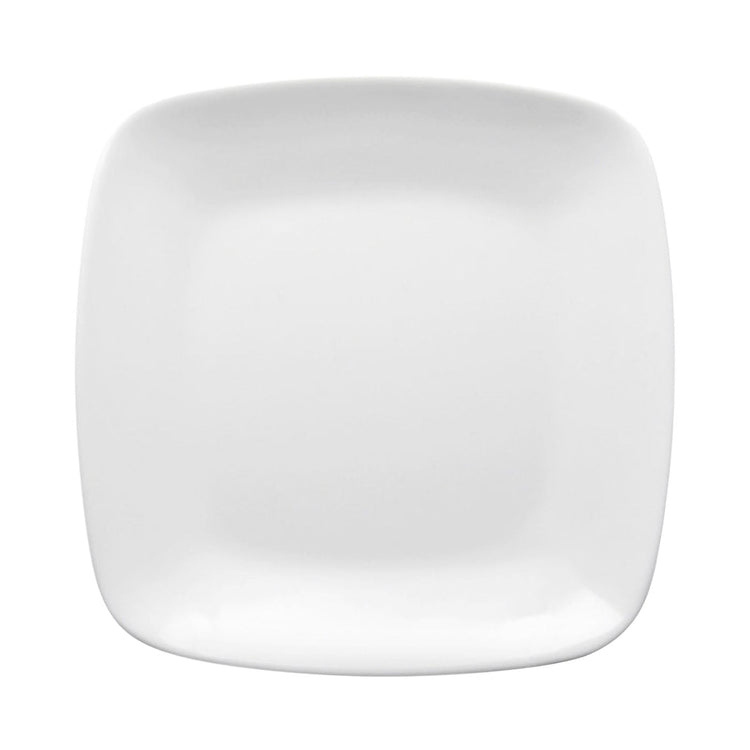 10" Solid White Flat Rounded Square Plastic Dinner Plates (120 Plates)