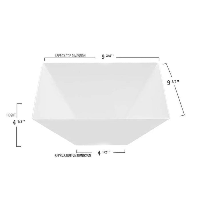 96oz Square Disposable Plastic Serving Bowls- 24/CS (Black, White, & Clear)
