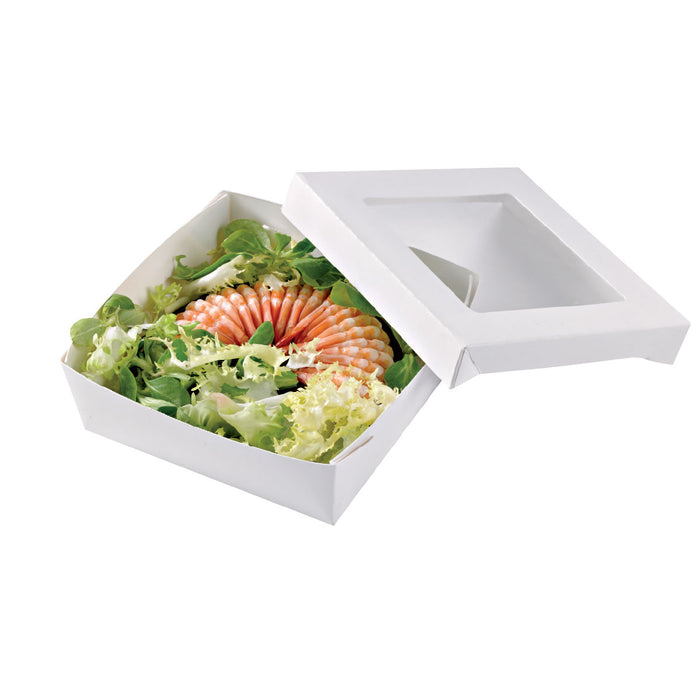 Kray Boxes With PET Window Lid - 24oz 4.7 X 4.7 X 2in - 250 Pcs (Avail. Kraft or White)